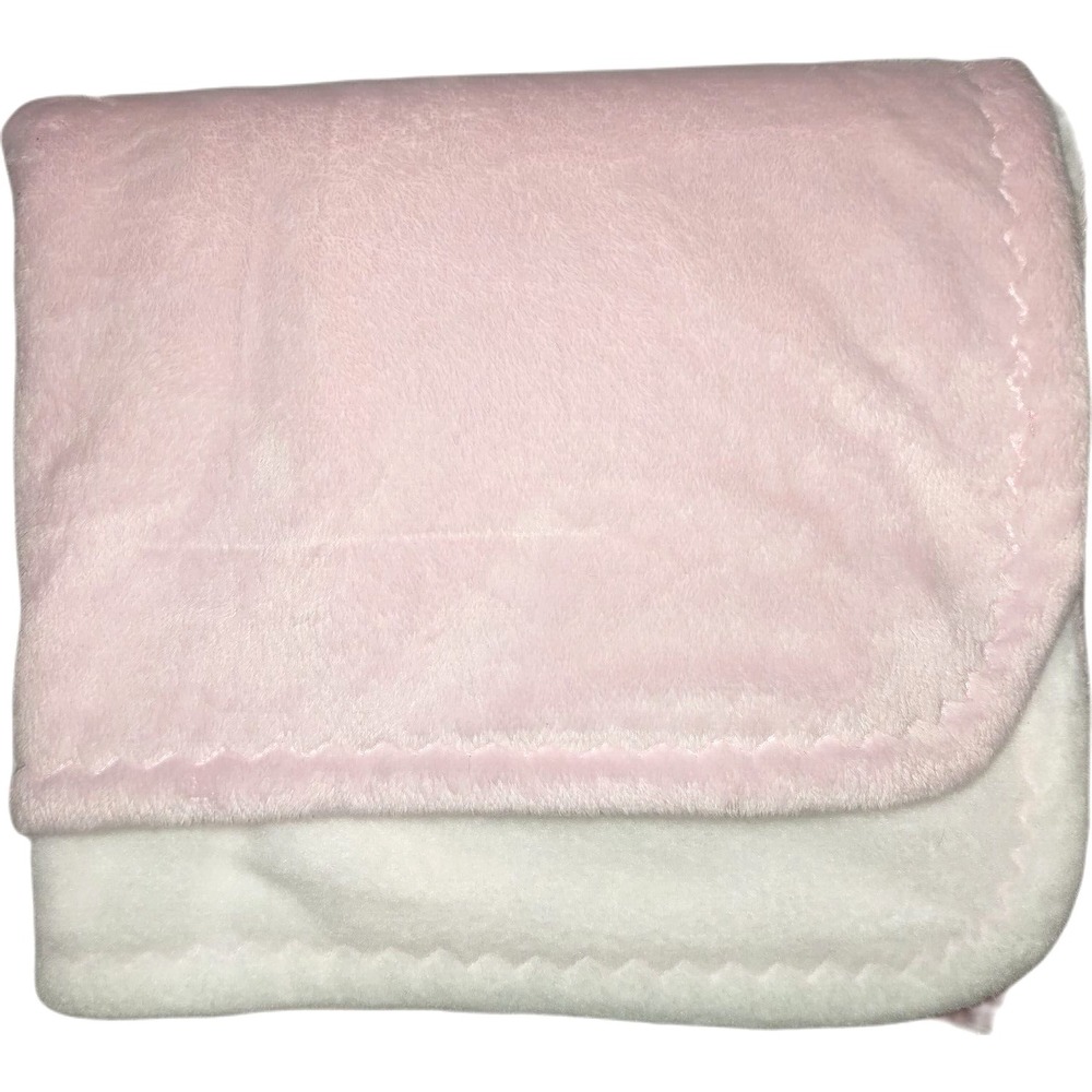 Blankets & Beyond Pink White Chamois Baby Girl Blanket 30x35 Solid SOFT Zig Zag